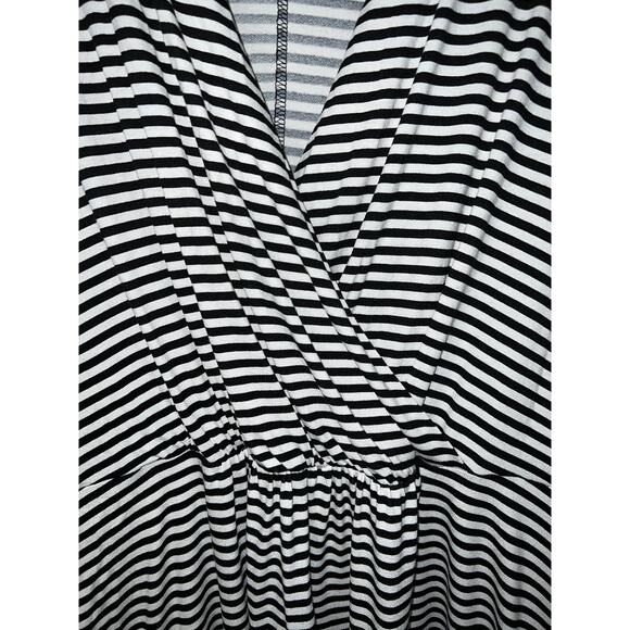 Stripe Wrap TOP Lane Bryant 2X Super Soft Knit Blouse Black White 22W 24W NEW - Picture 2 of 8